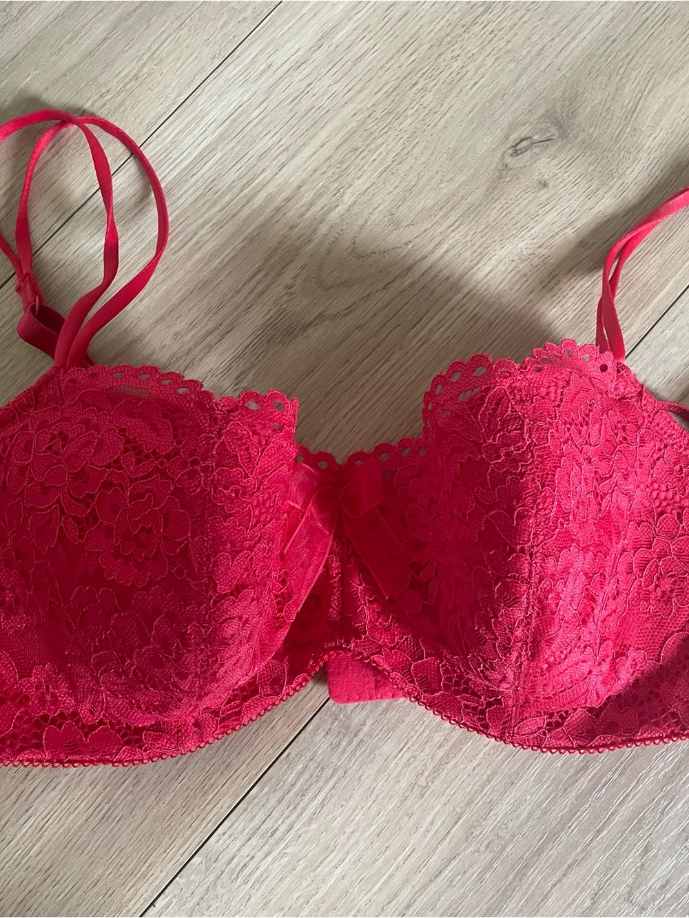 Wacoal b.tempt’d Red Lace Balconette Bra 32DD